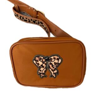 Stoney clover lane safari pouch belt bag  bow patch leopard strap nwt $141 wild